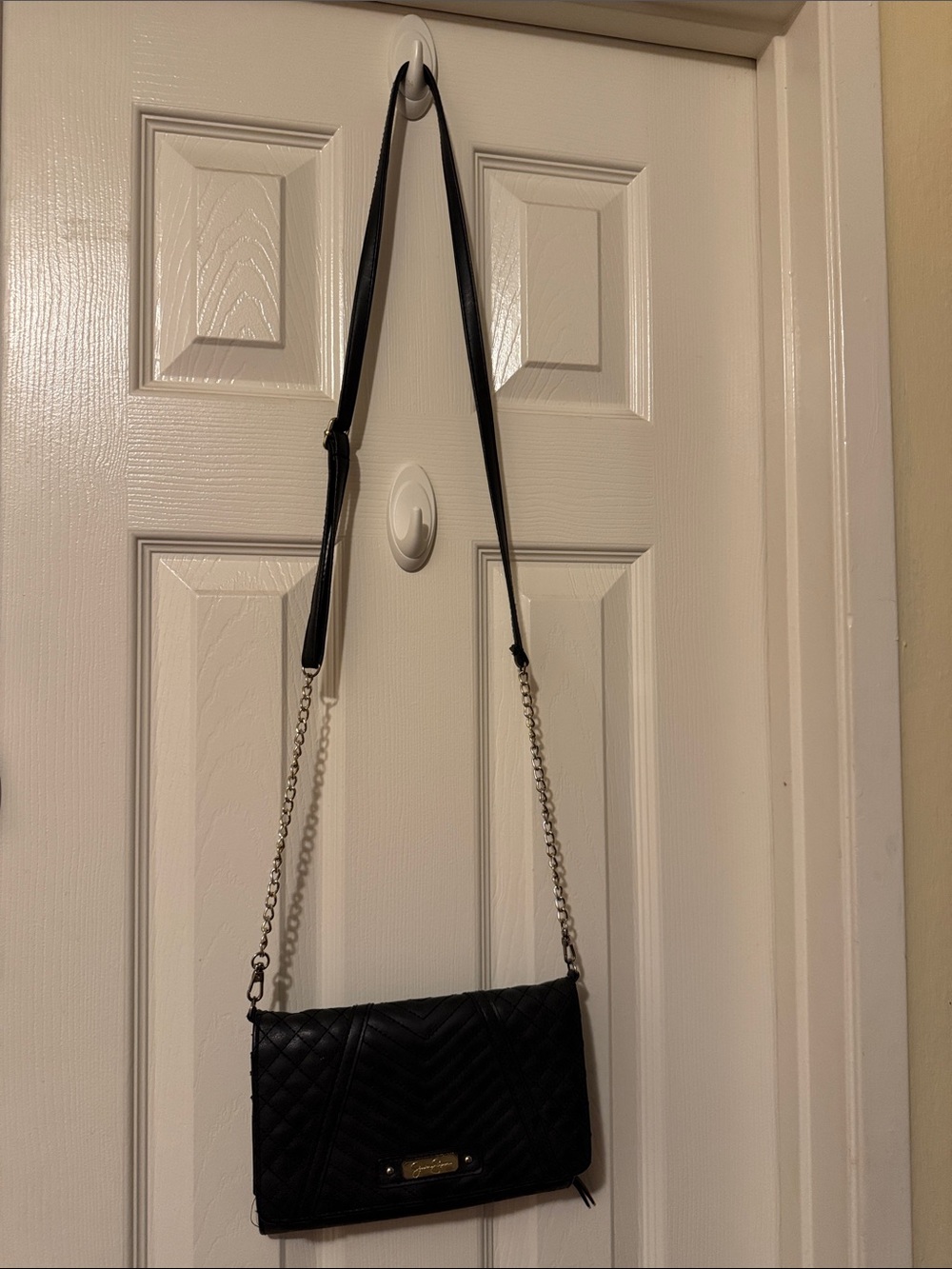 Quilted Black Crossbody Shoulder Bag with Chain Strap by Jessica Simpson - Picture 2 of 6